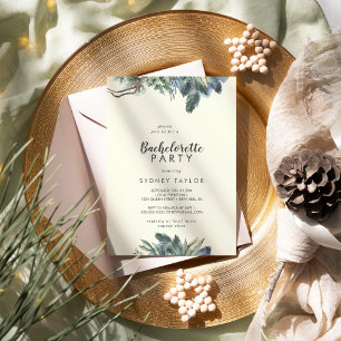 Convites Greenery de inverno Festa de solteira de marfim