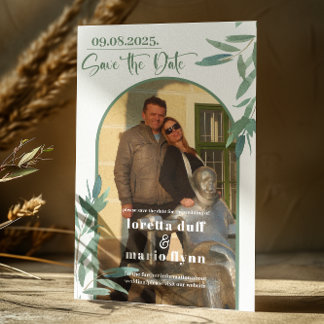 Convites Greenery deixa a trava fotográfica Salvar a data