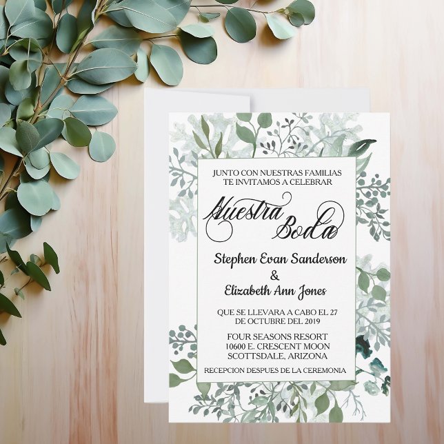 Convites Greenery deixa Nuestra Boda (Criador carregado)