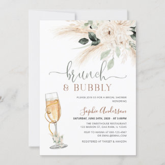 Convites Greenery Desert Boho Pampas Grass Brunch & Bubble