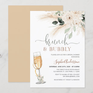 Convites Greenery Desert Boho Pampas Grass Brunch & Bubble