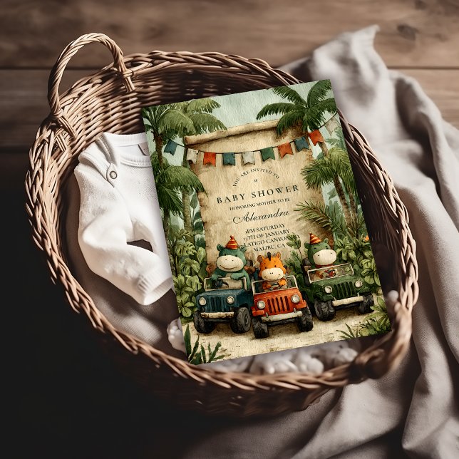 Convites Greenery Dino Baby Shower (Criador carregado)