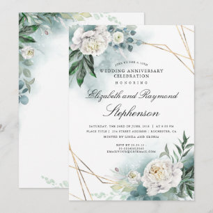 Convites Greenery Dourado Geométrico Floral Casamento Anive