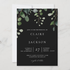 Convites Greenery e Eucalyptus Modern Wedding Black
