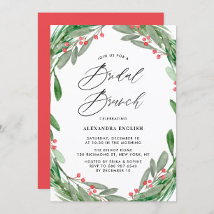Convites Greenery e Holly Wreath Winter Bridal Brunch