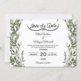 Convites Greenery Elegant Save The Date Invitation