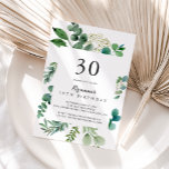 Convites Greenery Eucalyptus Botanic aniversário de 30 anos<br><div class="desc">Este convite de festas botânico de eucalipto verde é perfeito para uma festa de aniversário simples. O design apresenta lindas folhas verdes de eucalipto,  pintadas à mão,  reunidas em buquês elegantes para embelezar seu evento.</div>