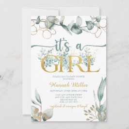 Convites Greenery Eucalyptus | Chá de fraldas de Garota