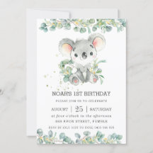 Greenery Eucalyptus Cute Koala Aniversário
