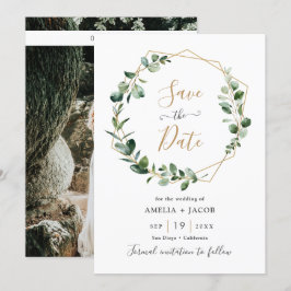 Convites Greenery Eucalyptus Geométrico Salvar a Data