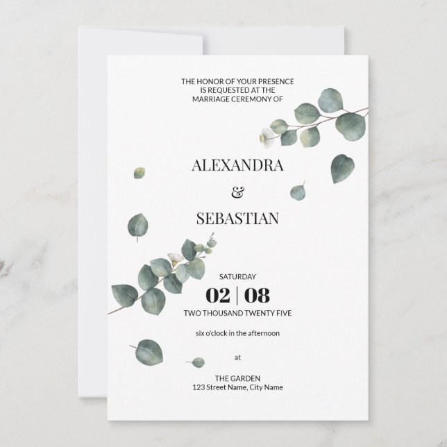 Convites Greenery Eucalyptus Invitation (Frente)