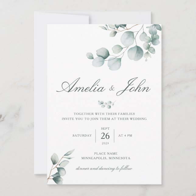 Convites Greenery Eucalyptus Invitation (Frente)