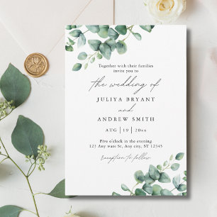 Convites Greenery Eucalyptus no casamento de guião branca