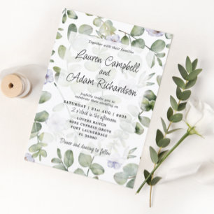 Convites Greenery Eucalyptus Sage Green & Floral Wedding