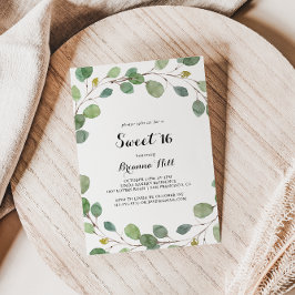 Convites Greenery Eucalyptus Sweet 16 Festa de aniversário