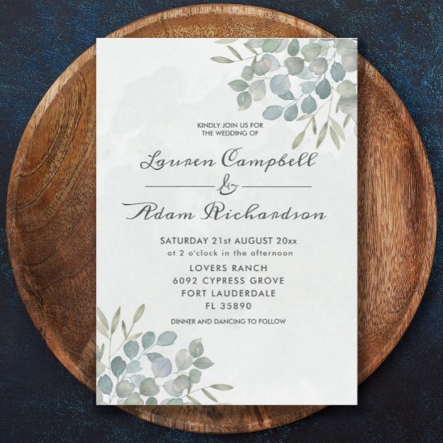 Convites Greenery Eucalyptus Watercolor Invitation (Criador carregado)