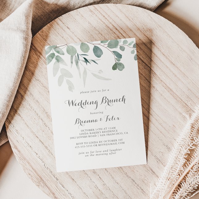 Convites Greenery Eucalyptus Wedding Brunch Minimalista (Criador carregado)