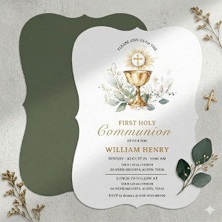 Convites Greenery First Holy Communion Invitation 