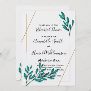 Convites Greenery Floral Gold Foil deixa Janto de ensaio