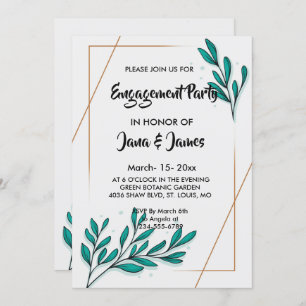 Convites Greenery Floral Gold Foil Deixa Noivado
