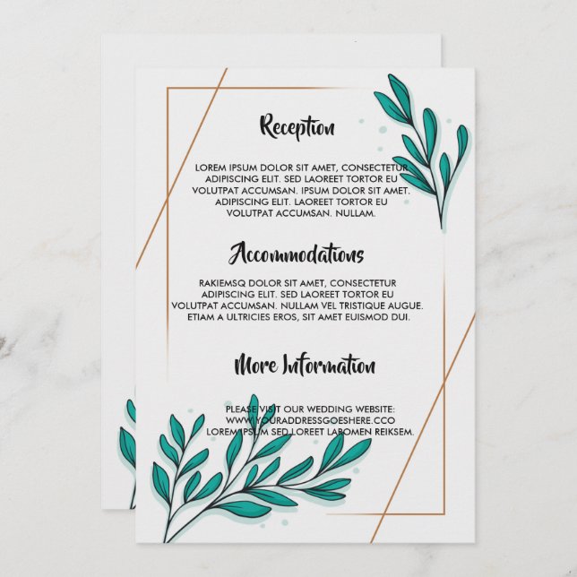 Convites Greenery Floral Gold Foil deixa programa de casame (Frente/Verso)