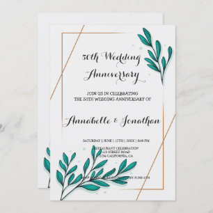 Convites Greenery Floral Gold Foil Leav Aniversário de Casa