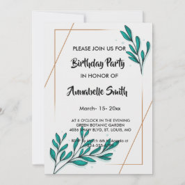 Convites Greenery Floral Gold Foil Sai Aniversário