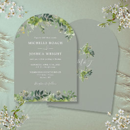 Convites Greenery Floral Monograma Sage Casamento Verde