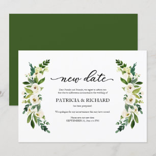 Convites Greenery Floral Nova Data Adiamento de Casamento