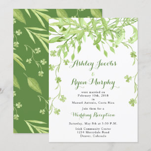 Convites Greenery Floral Recepção de Casamento Pós-Cerimôni
