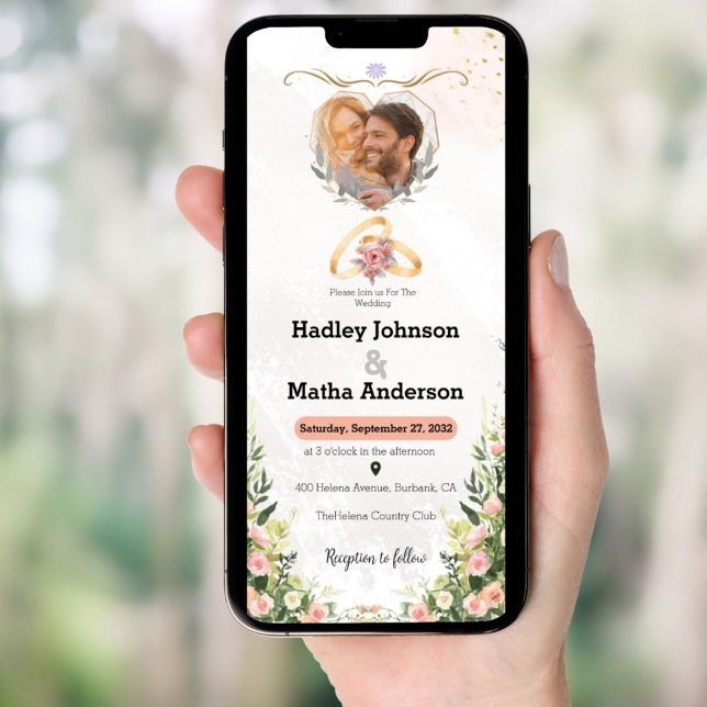 Convites Greenery Floral Wedding Foto eletrônica (Criador carregado)