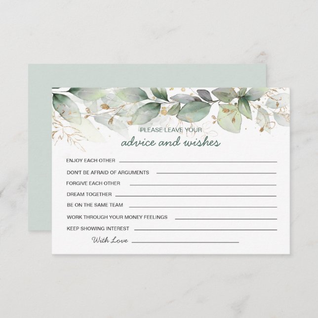 Convites Greenery Foliage Advice & Wish para New Mr & Mrs. (Frente/Verso)