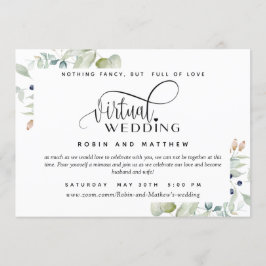 Convites Greenery Foliage, Casamento Virtual Online