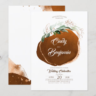 Convites Greenery Foliage e Copper Foil Modern Weds