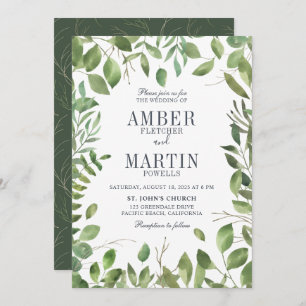 Convites Greenery Foliage Leafy Wedding