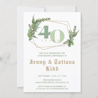 Convites Greenery Frame 40º Aniversário de Casamento