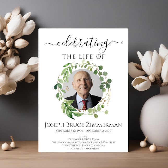 Convites Greenery Funeral Memorial Foto (Criador carregado)
