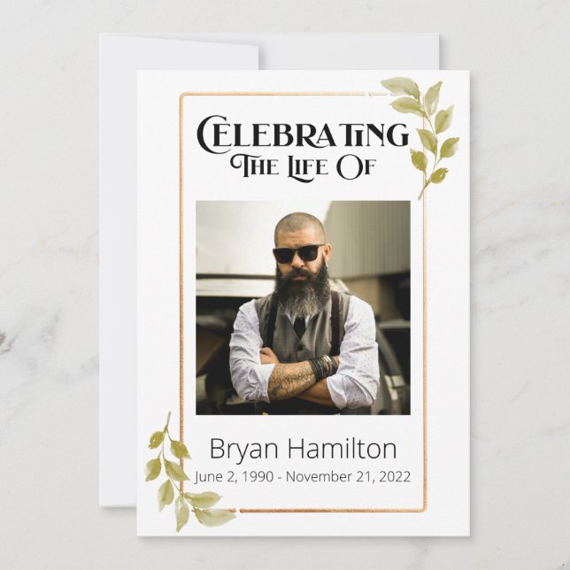 Convites Greenery Funeral Memorial Order Of Service Program (Frente)