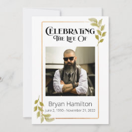 Convites Greenery Funeral Memorial Order Of Service Program