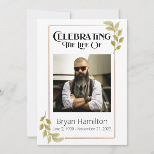 Convites Greenery Funeral Memorial Order Of Service Program