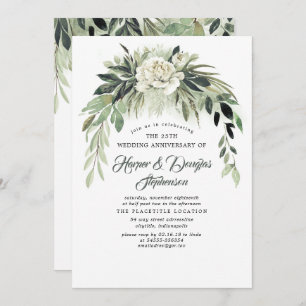 Convites Greenery Garland Elegant Wedding Anniversário Part