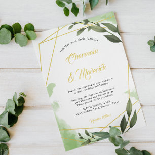 Convites Greenery Geo Frame Wedding