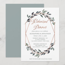 Convites Greenery Geo | Janto de ensaio Rosa Dourado