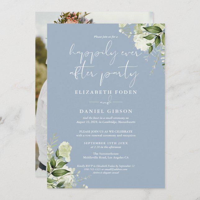 Convites Greenery Happily Ever After Eloped Wedding Photo (Frente/Verso)