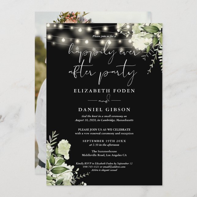 Convites Greenery Happily Ever After Eloped Wedding Photo (Frente/Verso)