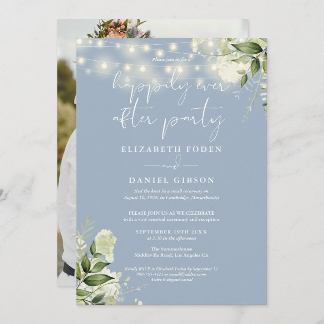 Convites Greenery Happily Ever After Eloped Wedding Photo (Frente/Verso)