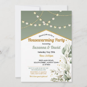 Convites Greenery House Primavera Green Lights Party