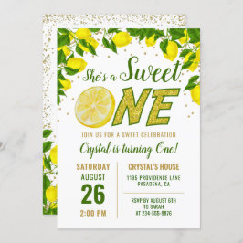 Convites Greenery Lemon Sweet One First Birthday