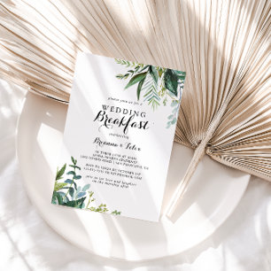 Convites Greenery Modern Calliografia Casando Café da Manhã