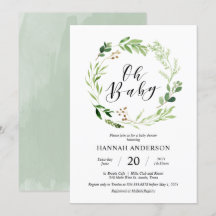 Greenery Oh Chá de fraldas Modern Script